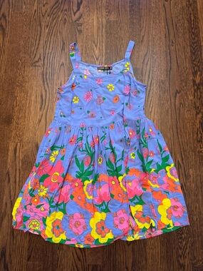 MISTER ZIMI Purple Floral Sundress with Bright Multicolor Blooms